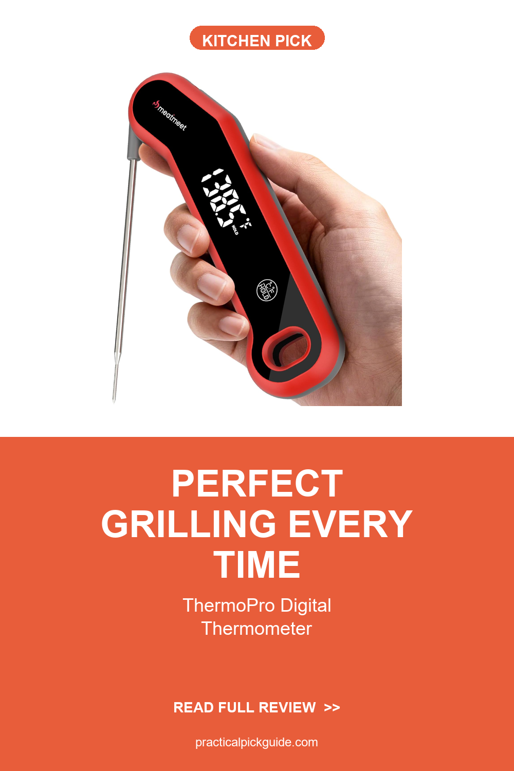 ThermoPro Digital Instant Read Meat Thermometer for Grilling Waterproof Kitchen Cooking Food Thermometer with Ambidextro